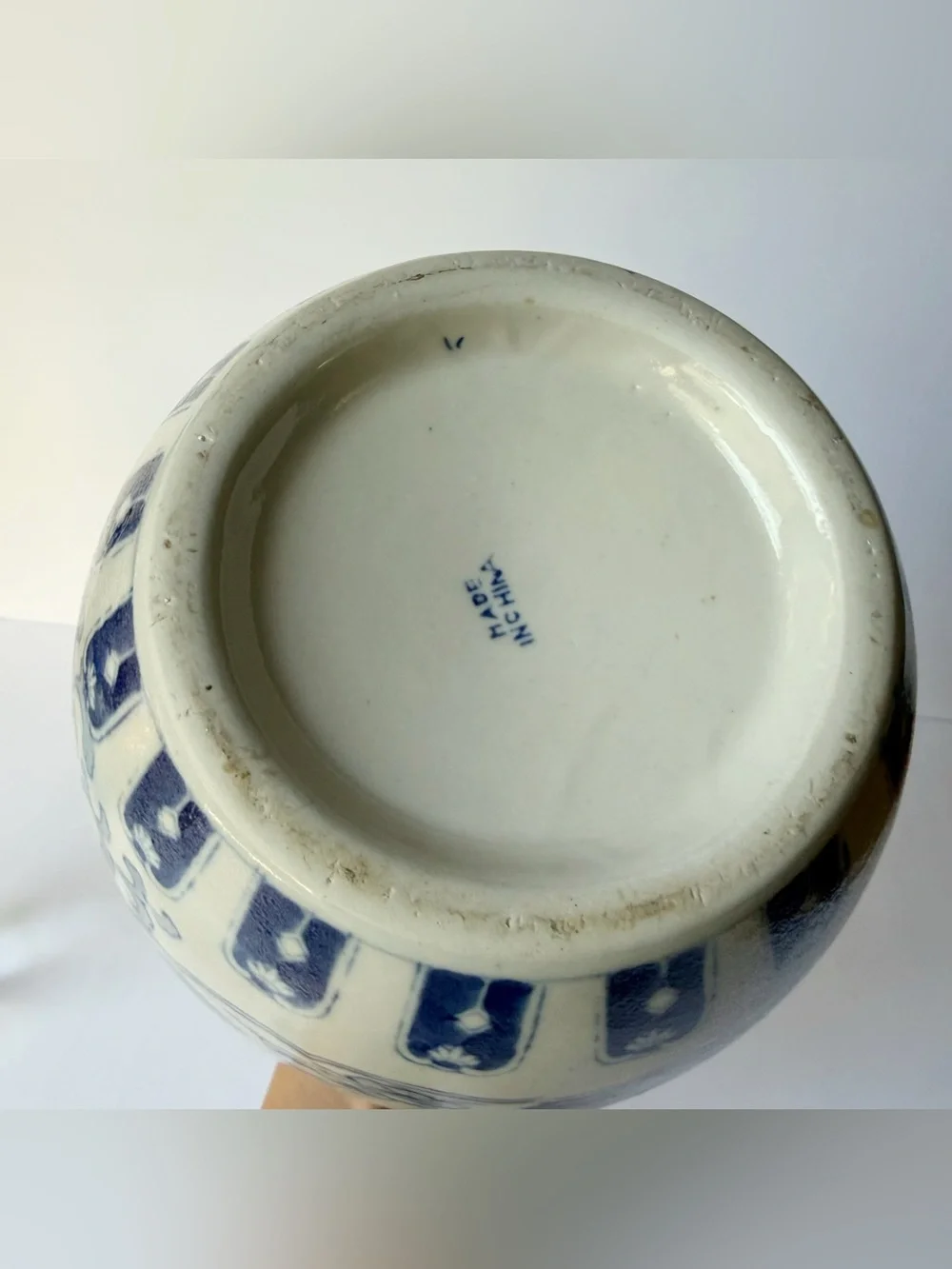 Vintage Chinoiserie Blue Chrysanthemum Floral Bird Lily Pad Porcelain Ginger Jar - Picture 12 of 12